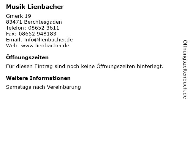 Musik Lienbacher in Berchtesgaden: Adresse und Öffnungszeiten