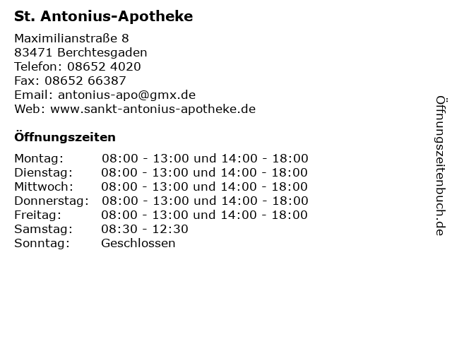 St. Antonius-Apotheke in Berchtesgaden: Adresse und Öffnungszeiten