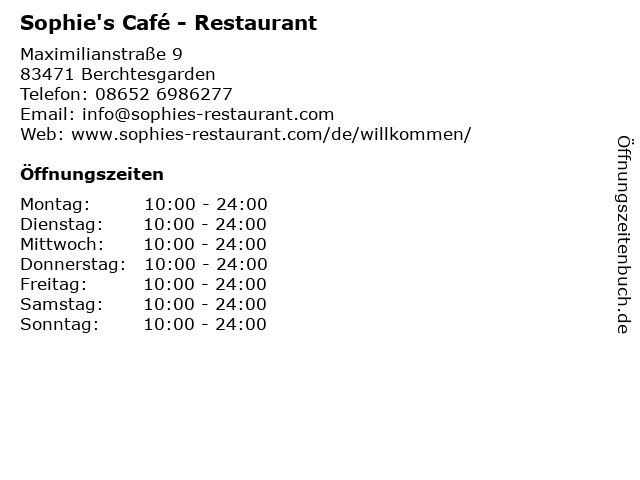 Sophie's Café - Restaurant in Berchtesgarden: Adresse und Öffnungszeiten