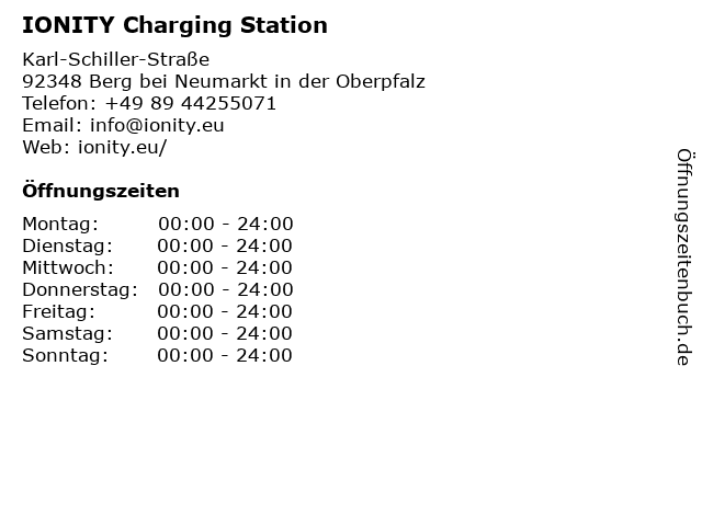 IONITY Charging Station in Berg bei Neumarkt in der Oberpfalz: Adresse und Öffnungszeiten