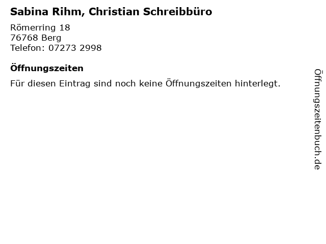 Sabina Rihm, Christian Schreibbüro in Berg: Adresse und Öffnungszeiten
