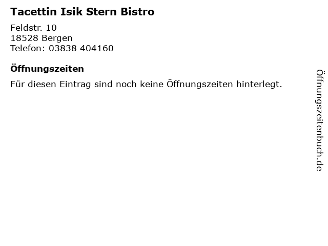 Tacettin Isik Stern Bistro in Bergen: Adresse und Öffnungszeiten