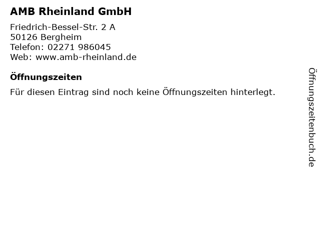 AMB Rheinland GmbH in Bergheim: Adresse und Öffnungszeiten