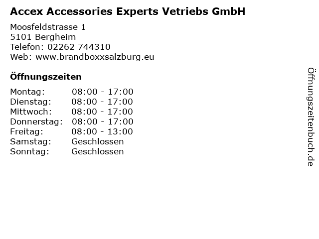 Accex Accessories Experts Vetriebs GmbH in Bergheim: Adresse und Öffnungszeiten