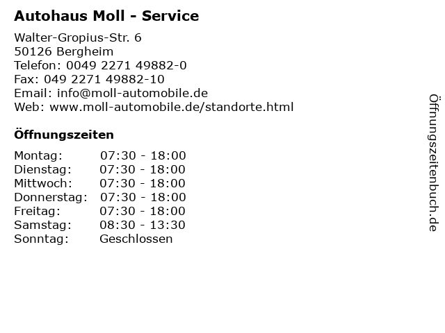 Autohaus Moll - Service in Bergheim: Adresse und Öffnungszeiten
