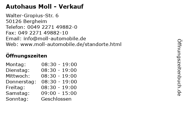 Autohaus Moll - Verkauf in Bergheim: Adresse und Öffnungszeiten