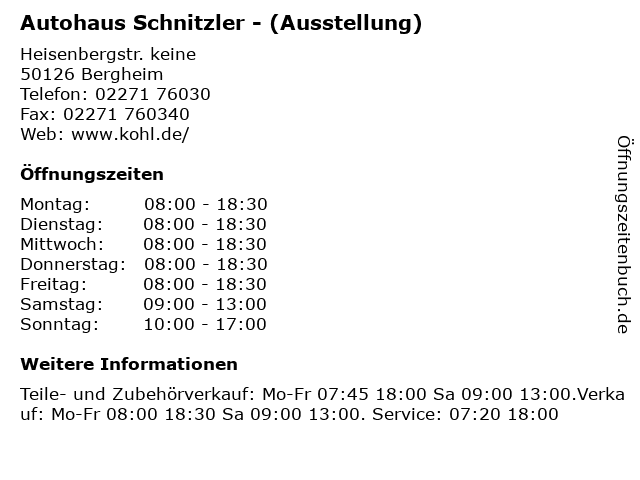 Autohaus Schnitzler - (Ausstellung) in Bergheim: Adresse und Öffnungszeiten