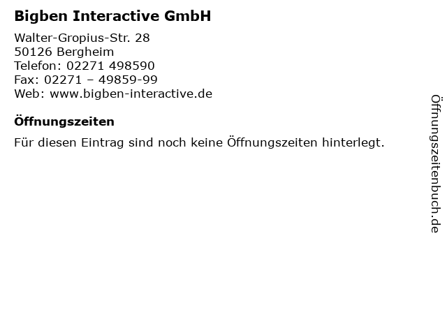 Bigben Interactive GmbH in Bergheim: Adresse und Öffnungszeiten
