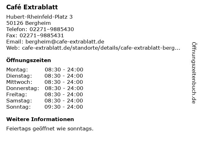 Café Extrablatt in Bergheim: Adresse und Öffnungszeiten