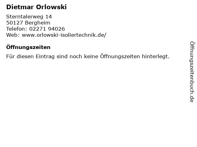 Dietmar Orlowski in Bergheim: Adresse und Öffnungszeiten