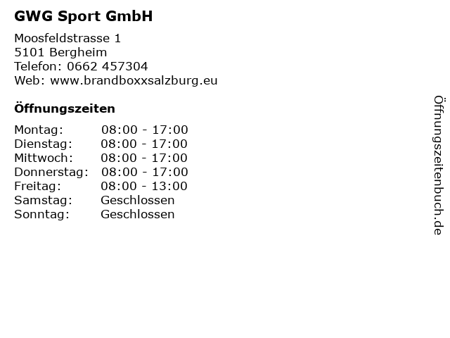 GWG Sport GmbH in Bergheim: Adresse und Öffnungszeiten