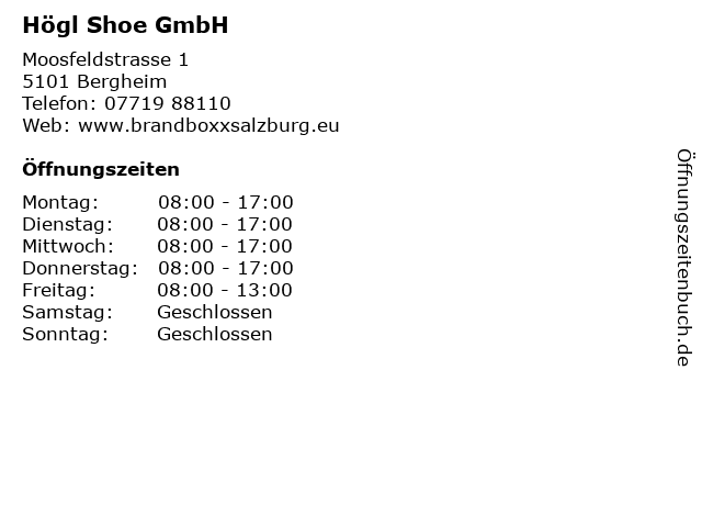 Högl Shoe GmbH in Bergheim: Adresse und Öffnungszeiten