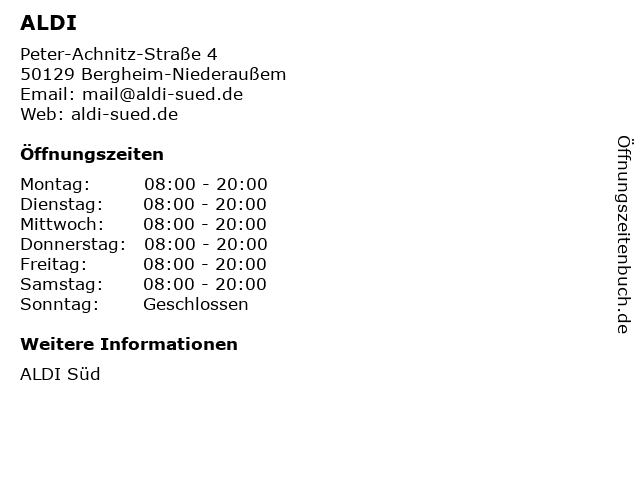 ALDI in Bergheim-Niederaußem: Adresse und Öffnungszeiten