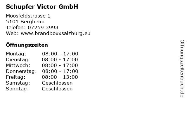 Schupfer Victor GmbH in Bergheim: Adresse und Öffnungszeiten