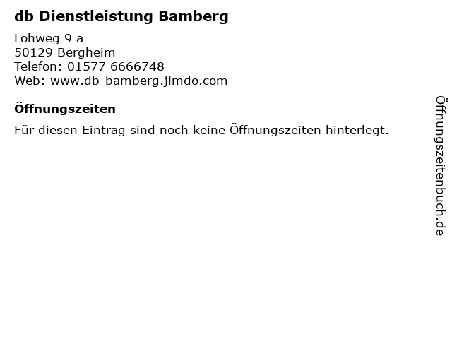 db Dienstleistung Bamberg in Bergheim: Adresse und Öffnungszeiten