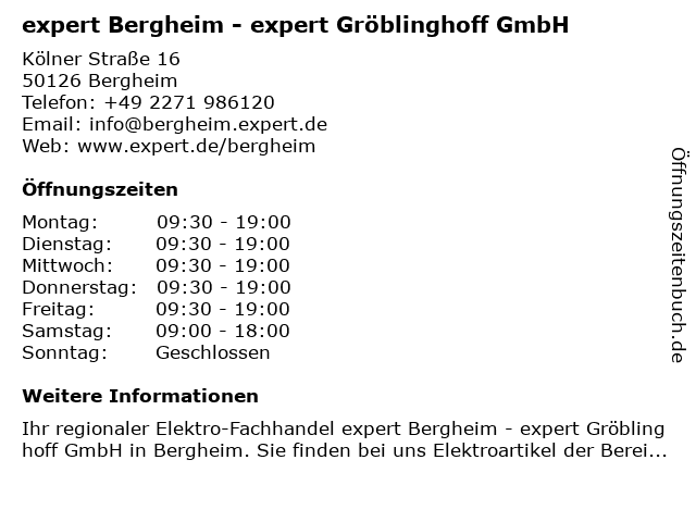 expert Bergheim - expert Gröblinghoff GmbH in Bergheim: Adresse und Öffnungszeiten