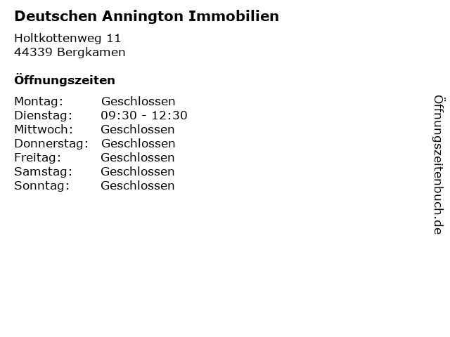 Deutschen Annington Immobilien in Bergkamen: Adresse und Öffnungszeiten