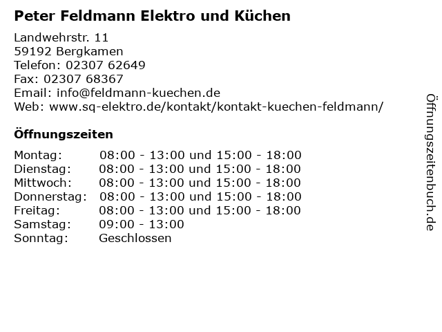 Peter Feldmann Elektro und Küchen in Bergkamen: Adresse und Öffnungszeiten