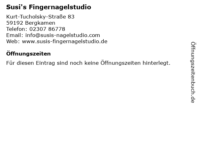 Susi's Fingernagelstudio in Bergkamen: Adresse und Öffnungszeiten