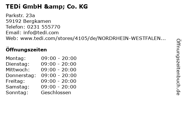 TEDi GmbH & Co. KG in Bergkamen: Adresse und Öffnungszeiten