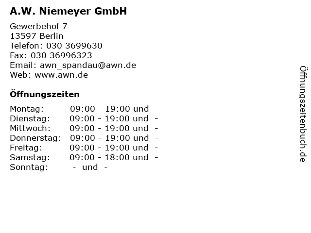A.W. Niemeyer GmbH in Berlin: Adresse und Öffnungszeiten
