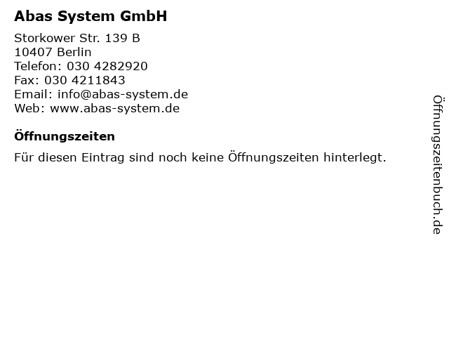 Abas System GmbH in Berlin: Adresse und Öffnungszeiten