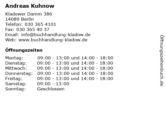 Andreas Kuhnow in Berlin: Adresse und Öffnungszeiten