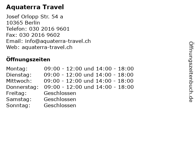 Aquaterra Travel in Berlin: Adresse und Öffnungszeiten