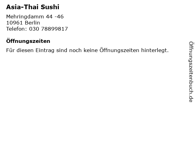 Asia-Thai Sushi in Berlin: Adresse und Öffnungszeiten