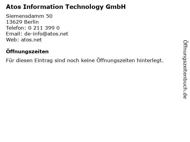 Atos Information Technology GmbH in Berlin: Adresse und Öffnungszeiten