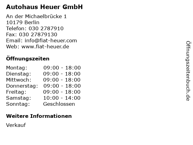 Autohaus Heuer GmbH in Berlin: Adresse und Öffnungszeiten