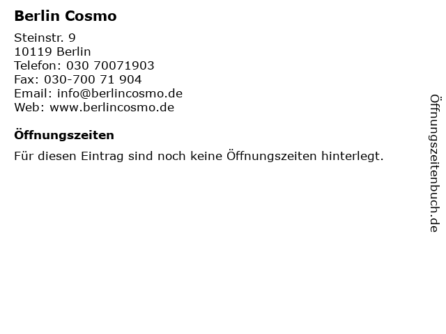 Berlin Cosmo in Berlin: Adresse und Öffnungszeiten