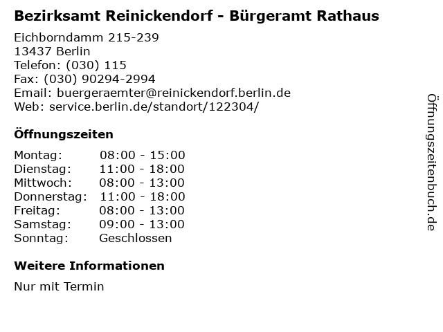 Bürgeramt reinickendorf