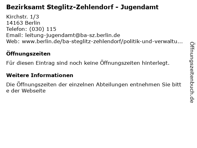 Bezirksamt Steglitz-Zehlendorf - Jugendamt in Berlin: Adresse und Öffnungszeiten