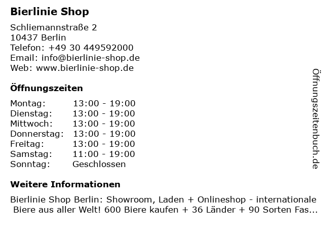 Bierlinie Shop in Berlin: Adresse und Öffnungszeiten