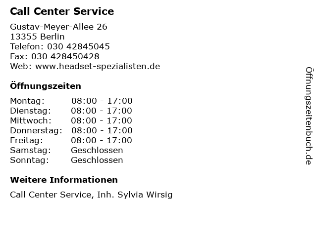 Call Center Service in Berlin: Adresse und Öffnungszeiten
