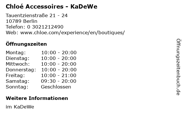 Chloé Accessoires - KaDeWe in Berlin: Adresse und Öffnungszeiten