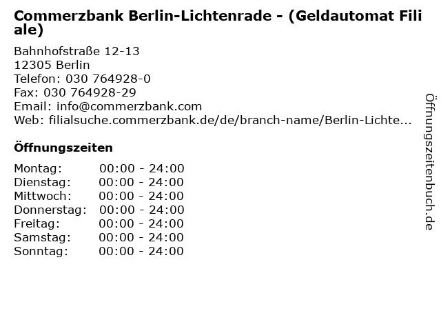 Commerzbank Berlin-Lichtenrade - (Geldautomat Filiale) in Berlin: Adresse und Öffnungszeiten