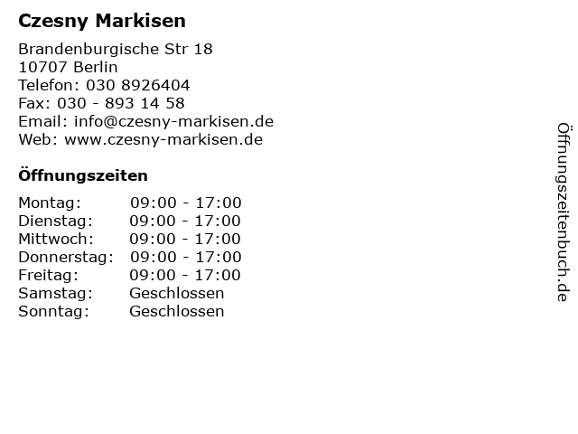 Czesny Markisen in Berlin: Adresse und Öffnungszeiten