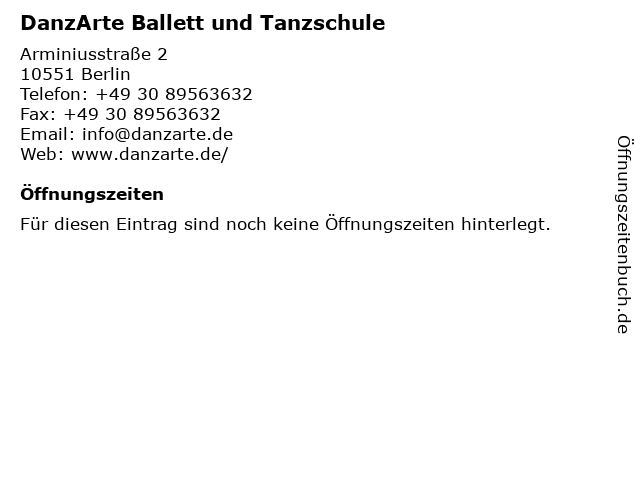 DanzArte Ballett und Tanzschule in Berlin: Adresse und Öffnungszeiten