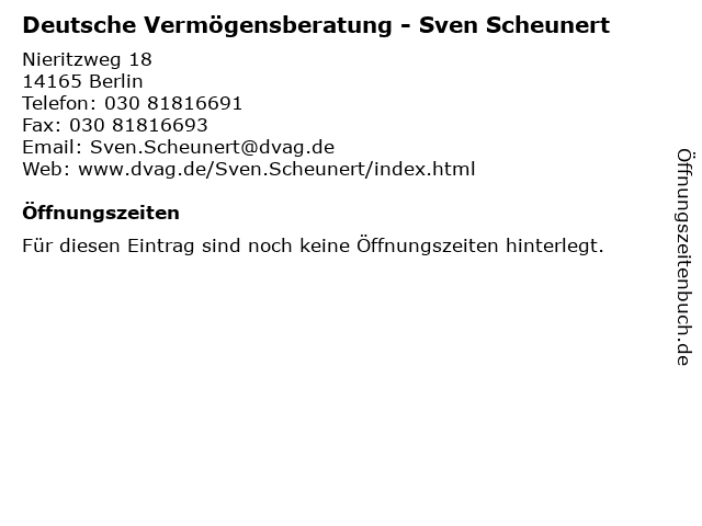 Deutsche Vermögensberatung - Sven Scheunert in Berlin: Adresse und Öffnungszeiten