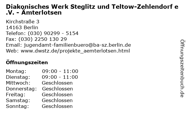 Diakonisches Werk Steglitz und Teltow-Zehlendorf e.V. - Ämterlotsen in Berlin: Adresse und Öffnungszeiten