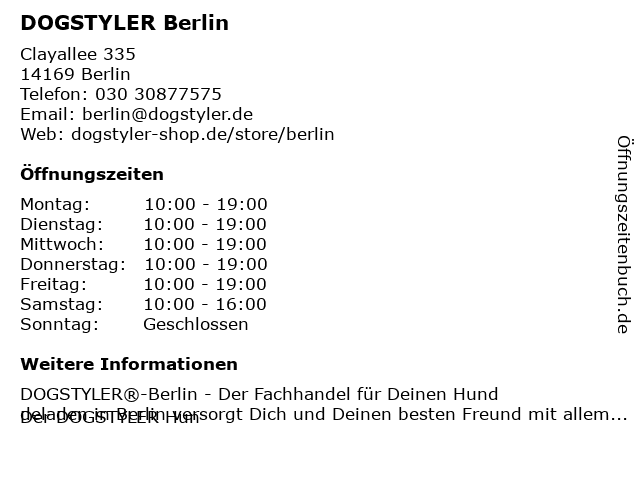 Dogstyler in Berlin: Adresse und Öffnungszeiten
