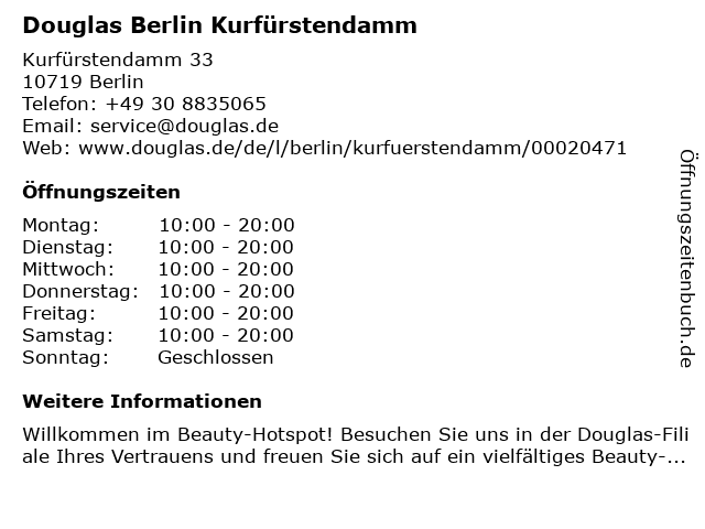 ᐅ Offnungszeiten Douglas Berlin Kufurstendamm Kurfurstendamm 33 In Berlin