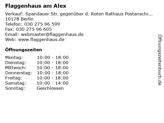 Flaggenhaus am Alex in Berlin: Adresse und Öffnungszeiten