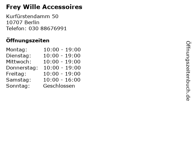Frey Wille Accessoires in Berlin: Adresse und Öffnungszeiten