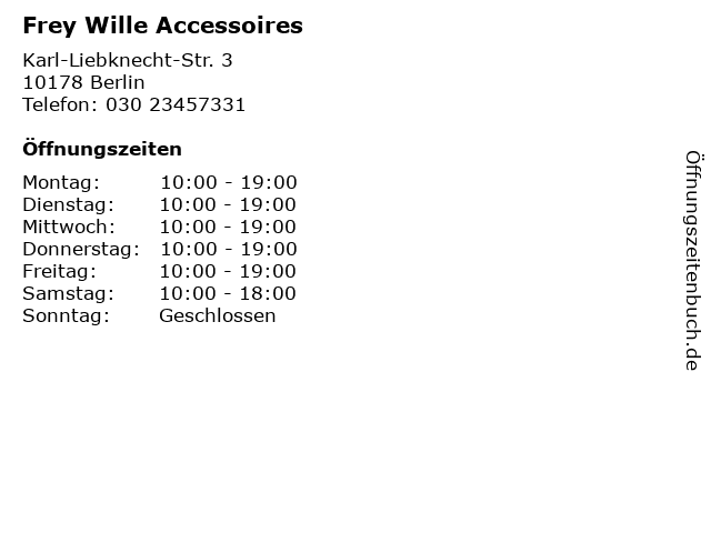 Frey Wille Accessoires in Berlin: Adresse und Öffnungszeiten