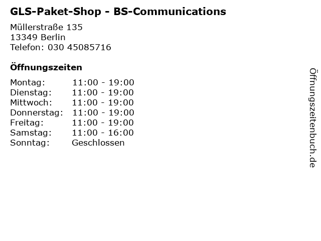 GLS-Paket-Shop - BS-Communications in Berlin: Adresse und Öffnungszeiten