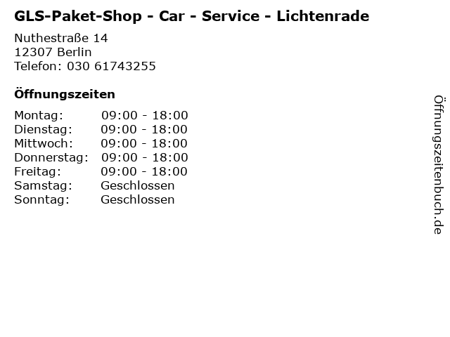 GLS-Paket-Shop - Car - Service - Lichtenrade in Berlin: Adresse und Öffnungszeiten