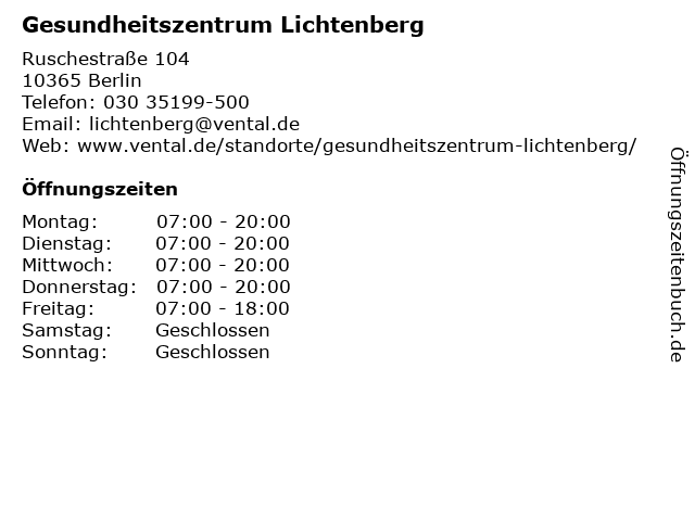 Gesundheitszentrum Lichtenberg in Berlin: Adresse und Öffnungszeiten